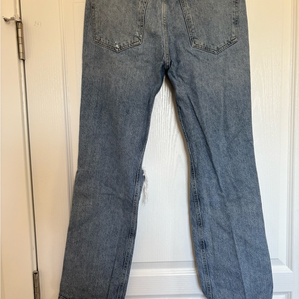 Agolde Light Blue Distressed Straight Leg Jeans - Picture 6 of 6